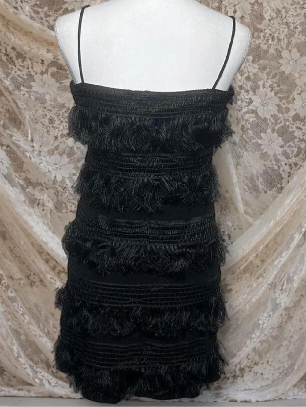 Forever 21 Black Fringe Tiered Mini Dress